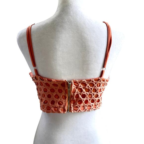 SHOWPO. Pink Plunging Boho Knit Lace Padded Bralette Size 10 / Large - Picture 3 of 4